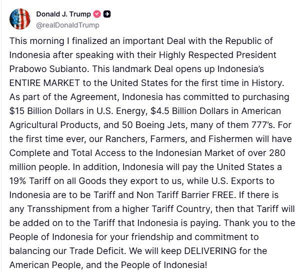 Trump Mau Akses Penuh ke Tembaga RI Usai Diskon Tarif Jadi 19%