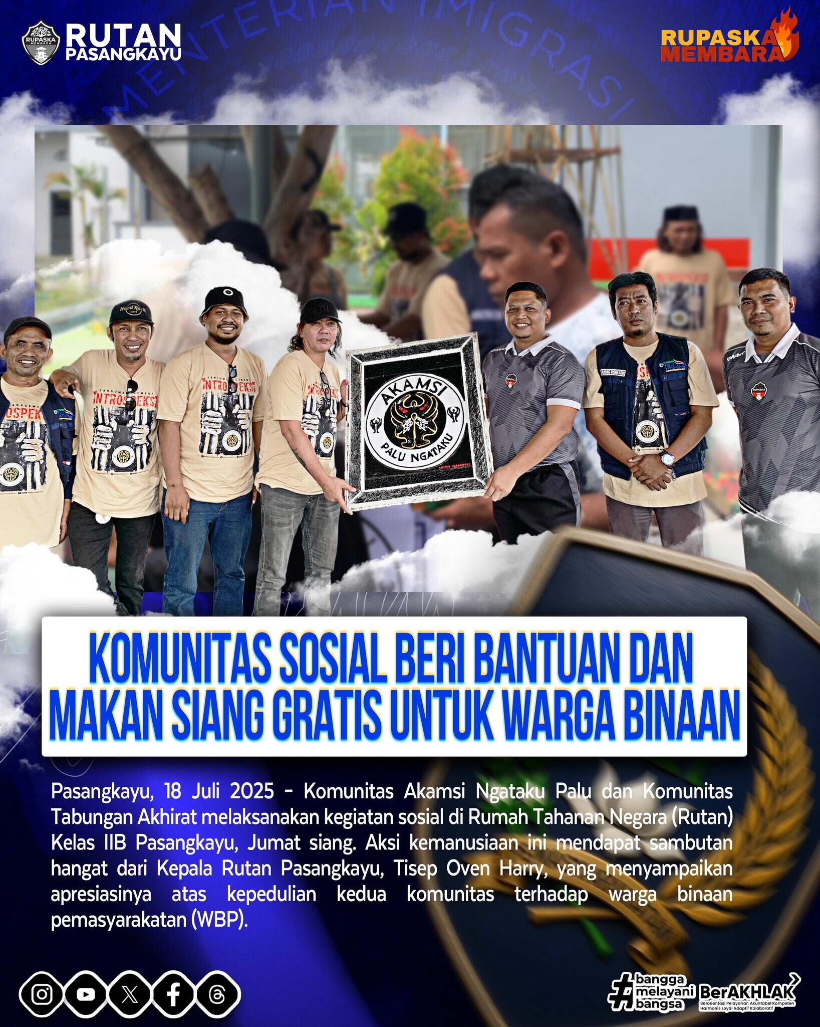 Komunitas Sosial Beri Bantuan dan Makan Siang Gratis untuk Warga Binaan