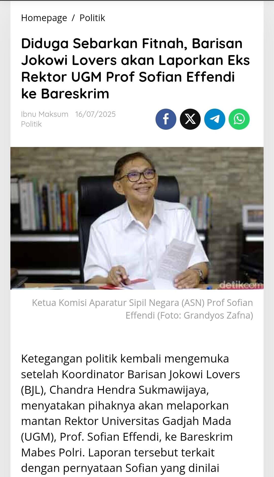 Sofian Effendi Cabut Pernyataan soal Ijazah Jokowi, Tak Mau Berurusan dengan Polisi