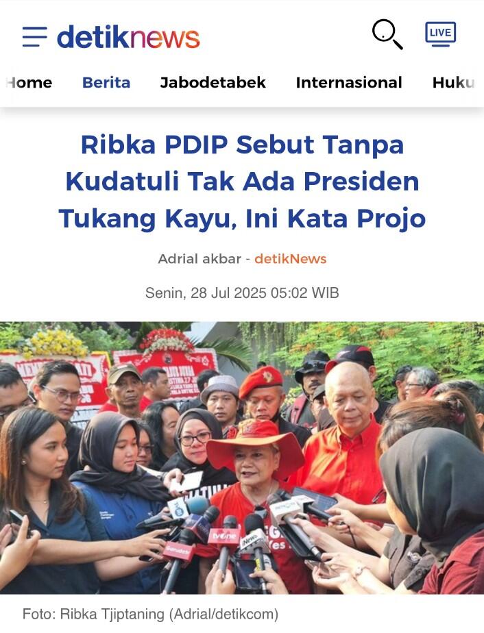 Ribka PDIP Sebut Tanpa Kudatuli Tak Ada Presiden Tukang Kayu, Ini Kata Projo
