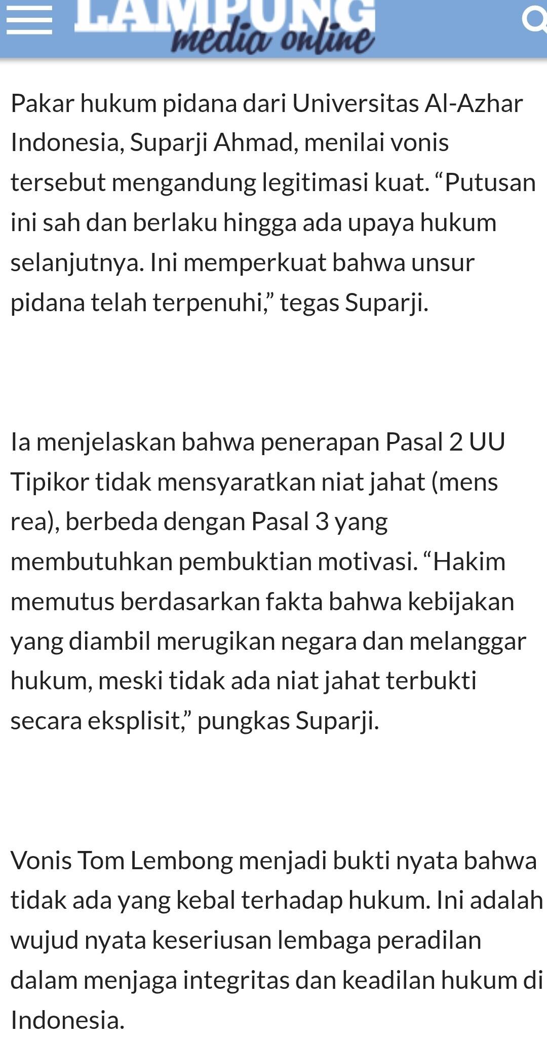 Usai Terima Abolisi, Tom Lembong Laporkan Hakim Tipikor ke Komisi Yudisial