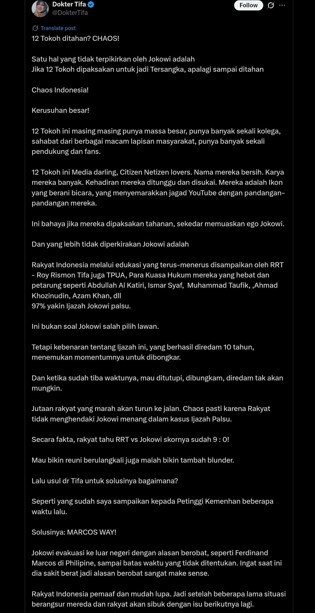 Penetapan Tersangka Kasus Fitnah Ijazah Jokowi Kian Dekat