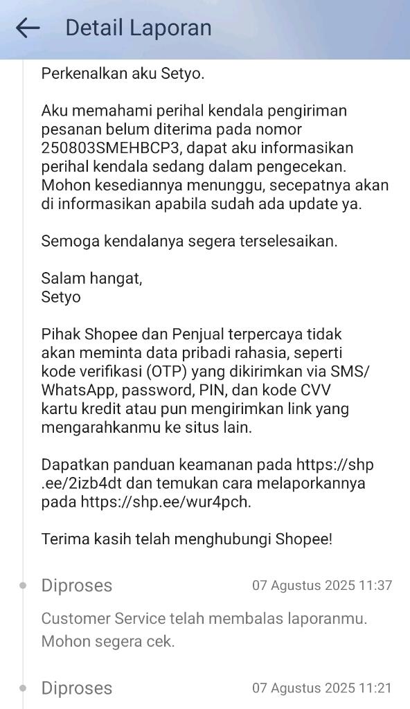 Belum Terima Paket Shopee