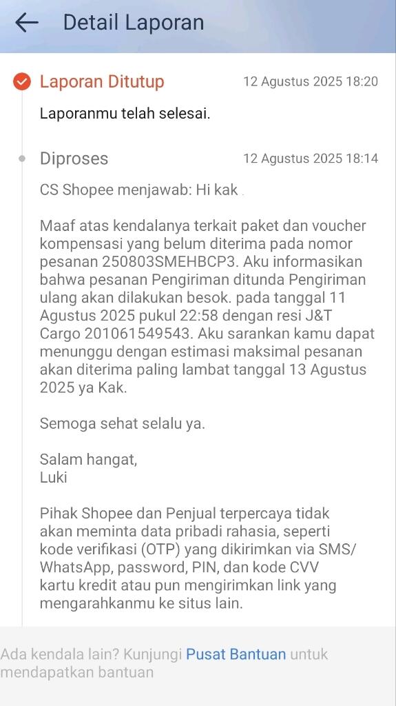 Belum Terima Paket Shopee