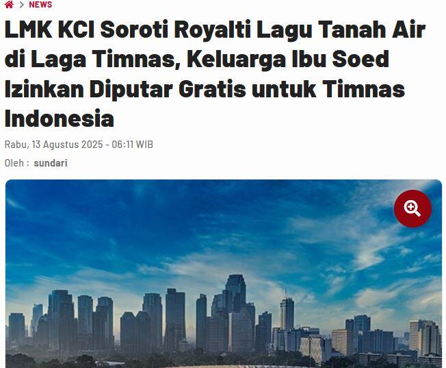 Lagu Tanah Airku Dikumandangkan di Laga Timnas, LMK KCI Siap Tagih Royalti