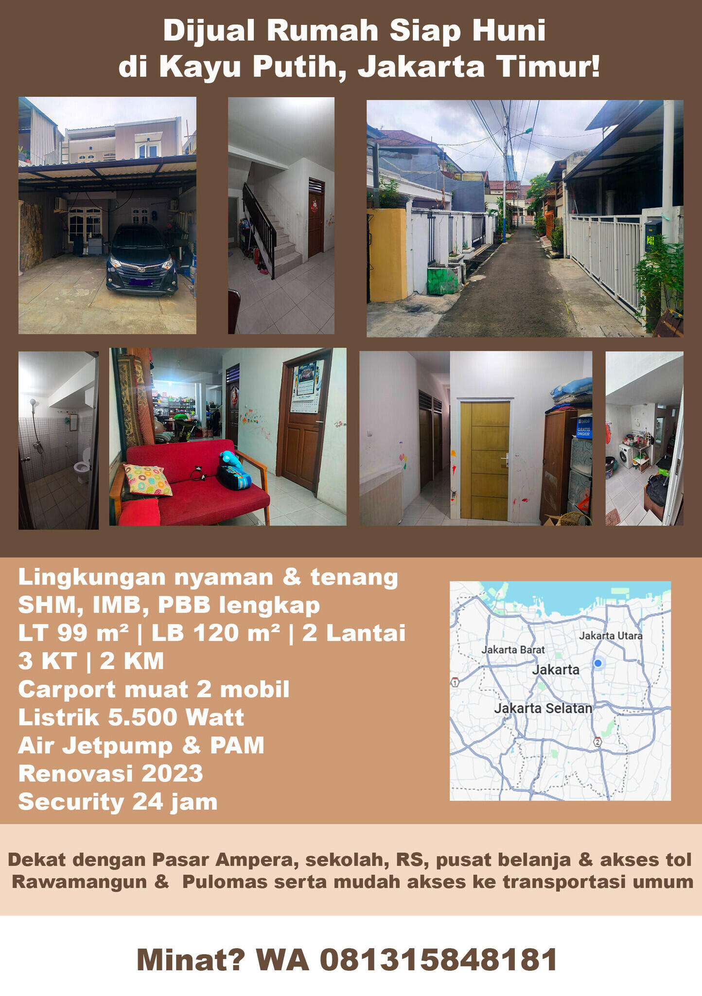 Dijual cepat rumah siap huni di sekitar rawamangun