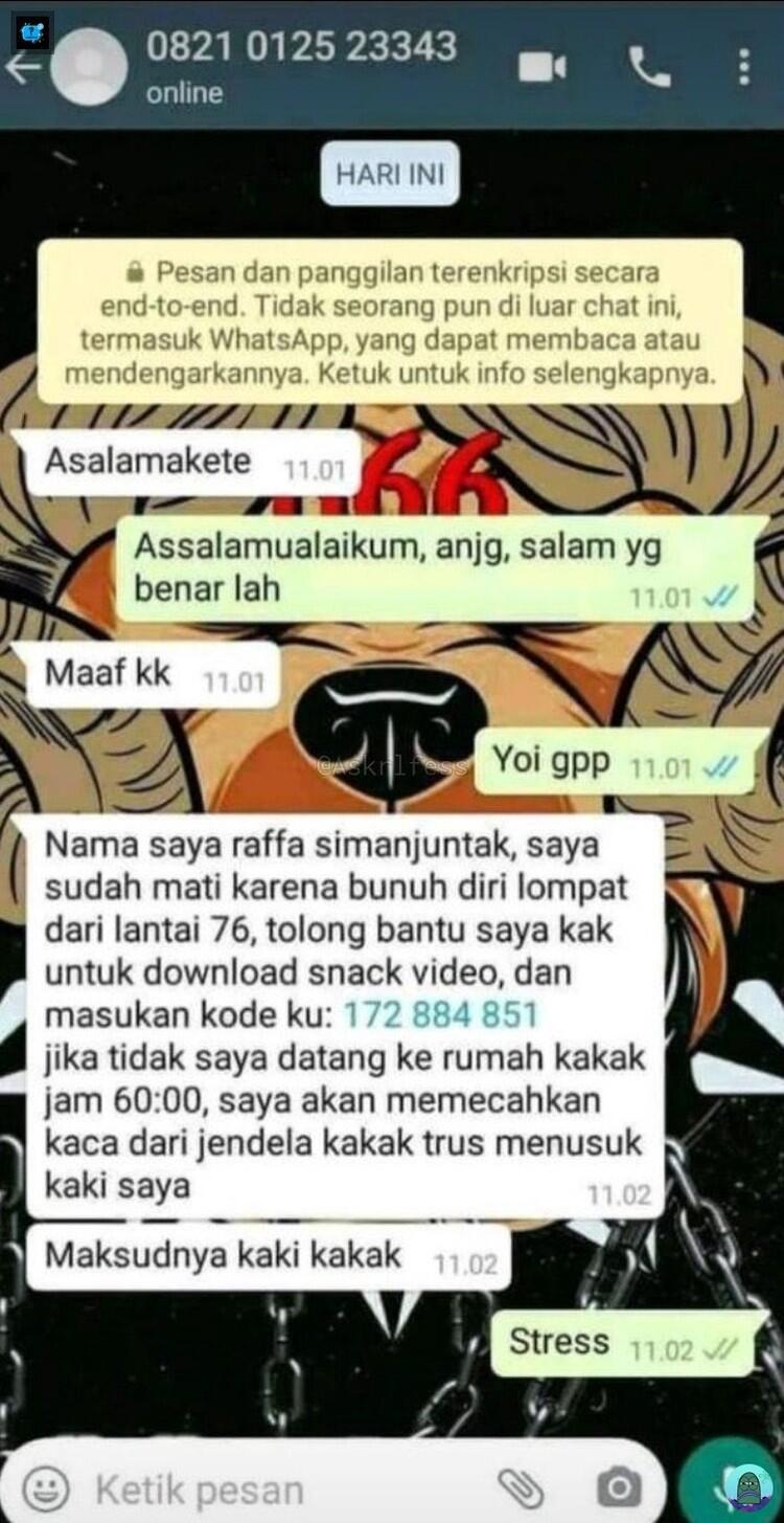 "Kumpulan Chat Random Paling Absurd, baca Sekali Langsung Ketawa"
