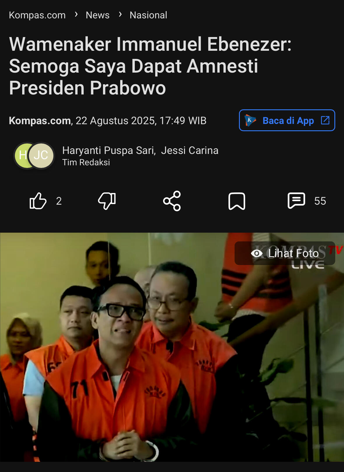 Wamenaker Immanuel Ebenezer: Semoga Saya Dapat Amnesti Presiden Prabowo