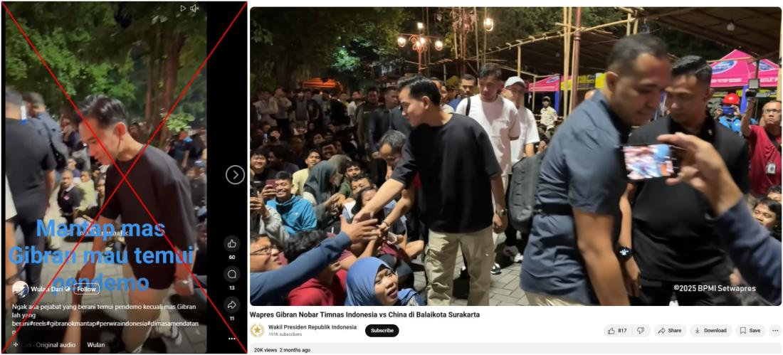 Video lama diklaim salah sebagai pertemuan Gibran dengan massa demo DPR