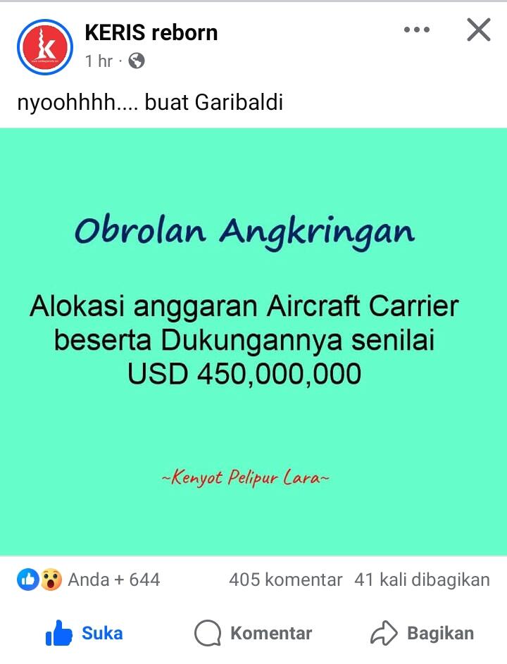 Diskusi Khusus: Dijadikan Drone Carrier, Anggaran Kapal Induk Bekas Rp 7 Triliun