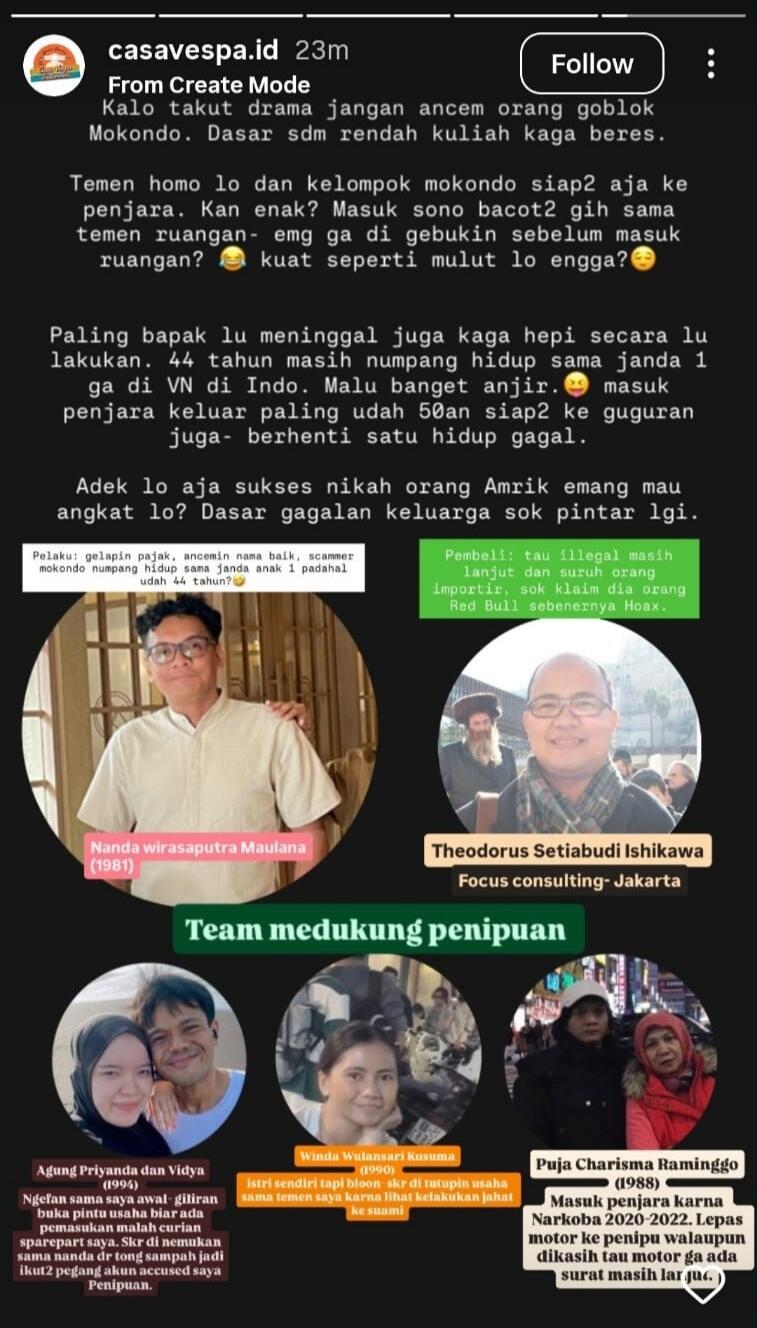 IG casavespa.id akun penipuan yang hobi doxxing korban dan sebar foto korban2nya
