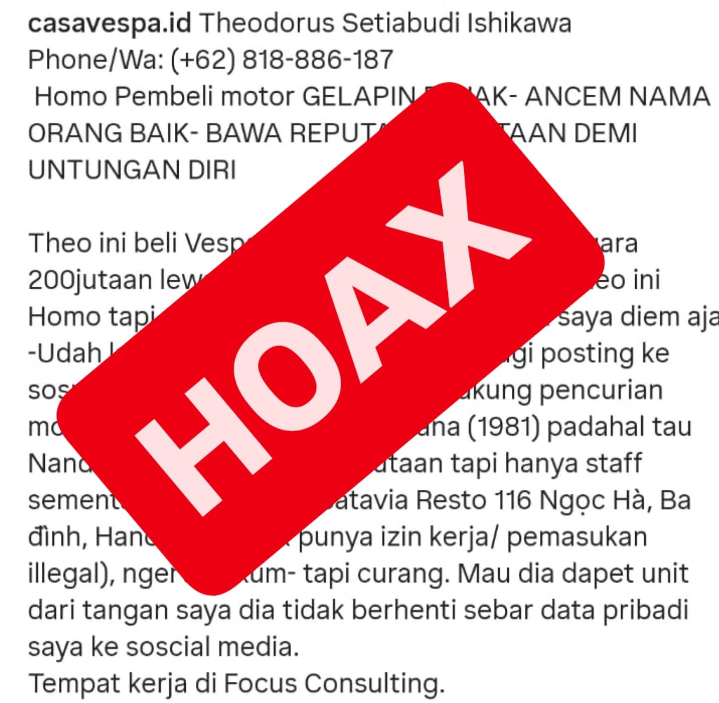Saya Theodorus Setiabudi Ishikawa menjadi korban Pencemaran Nama Baik dan Doxxing