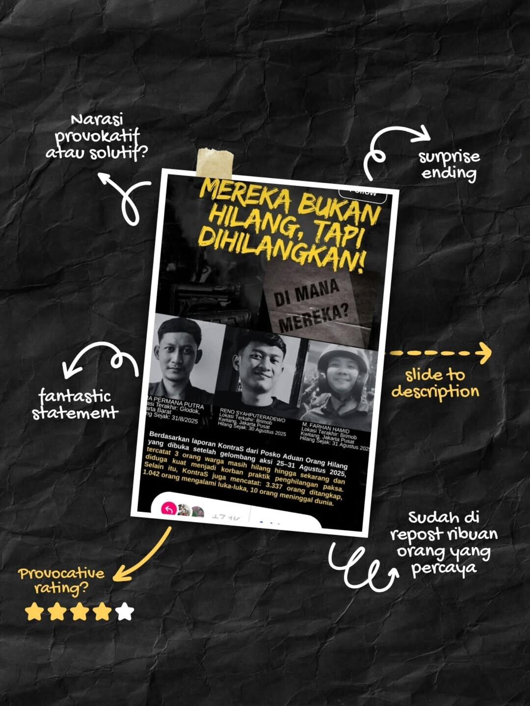 Ferry Irwandi Klarifikasi Unggahan Viral ‘Mereka Bukan Hilang Tapi Dihilangkan’
