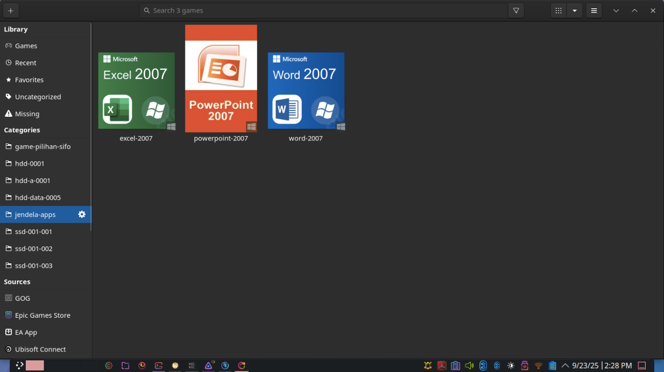 office 2007 di lutris gnu linux os secara sederhana