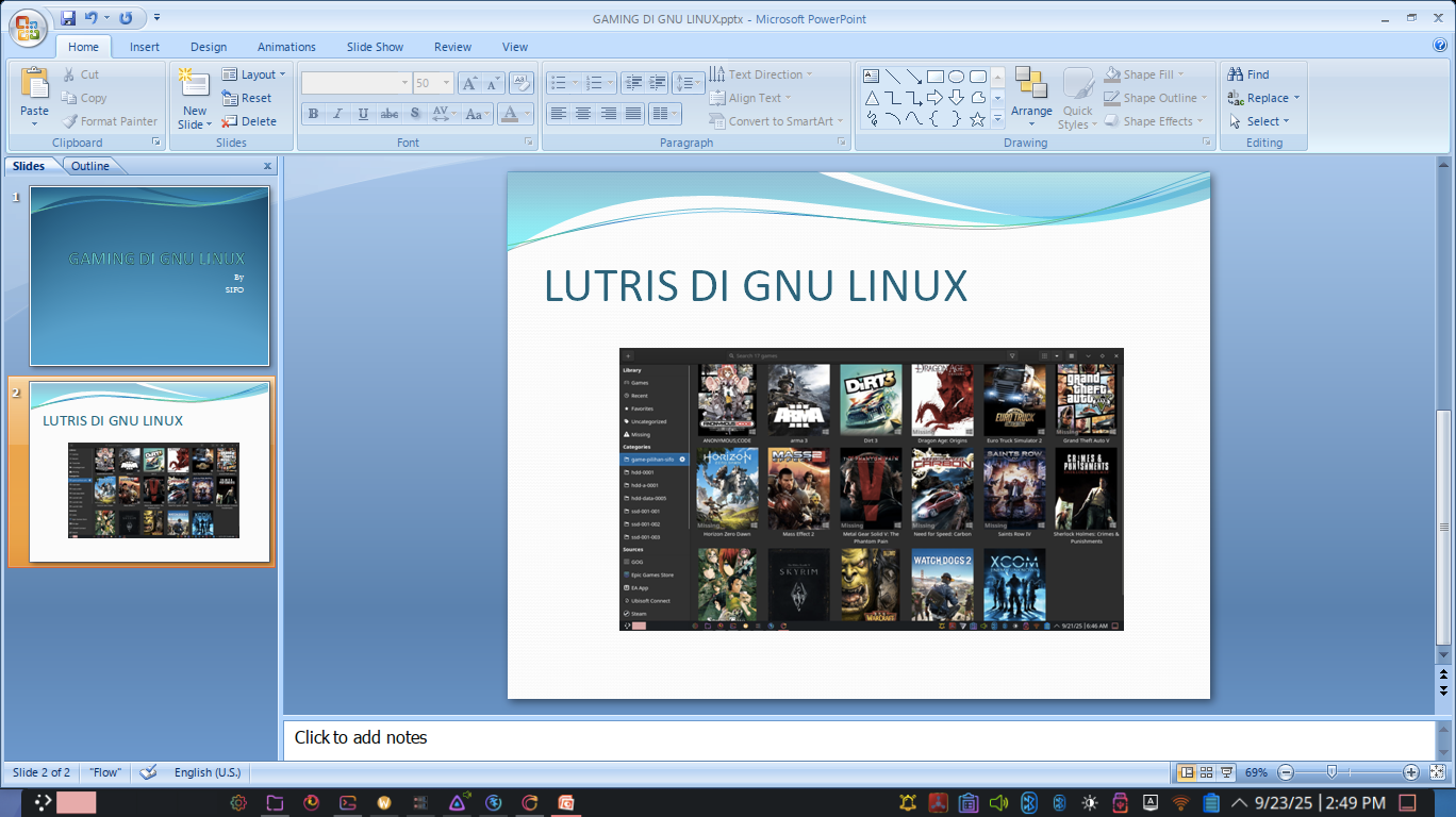office 2007 di lutris gnu linux os secara sederhana