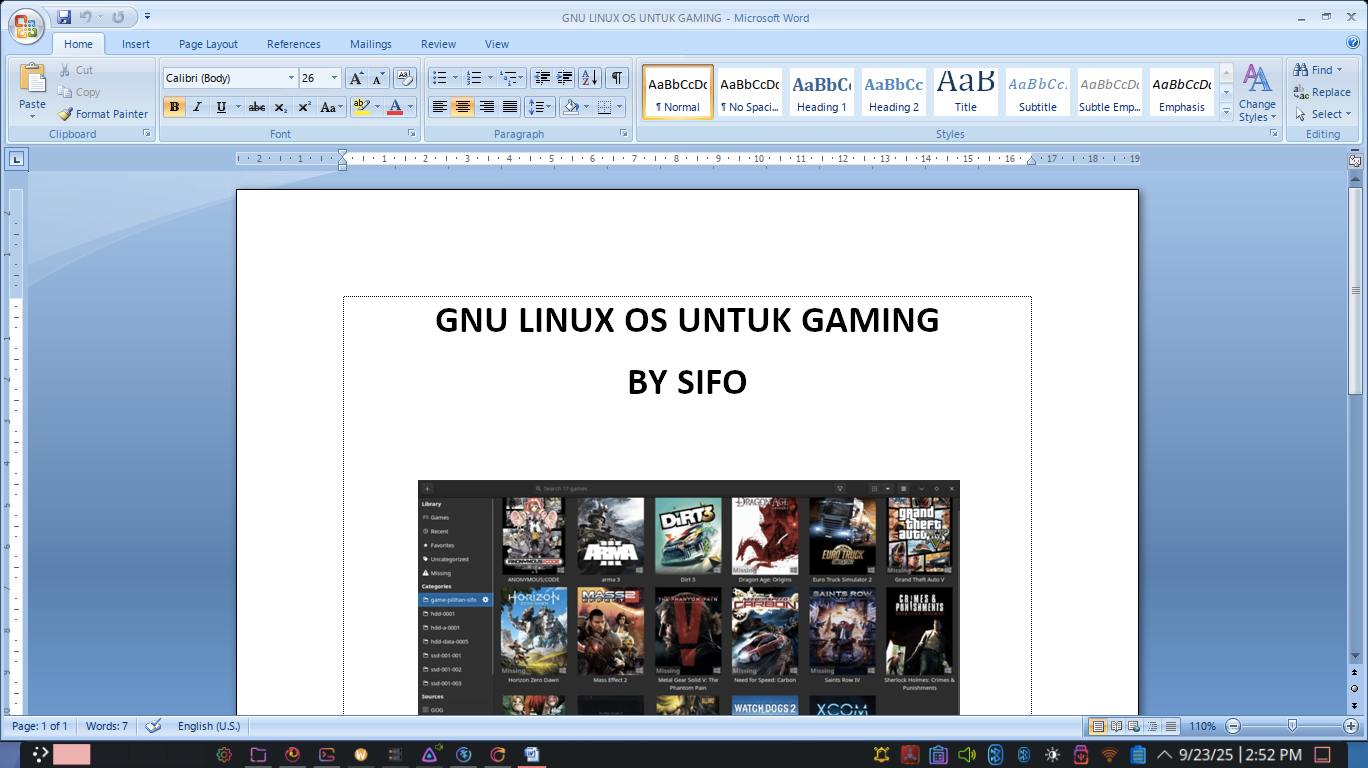 office 2007 di lutris gnu linux os secara sederhana