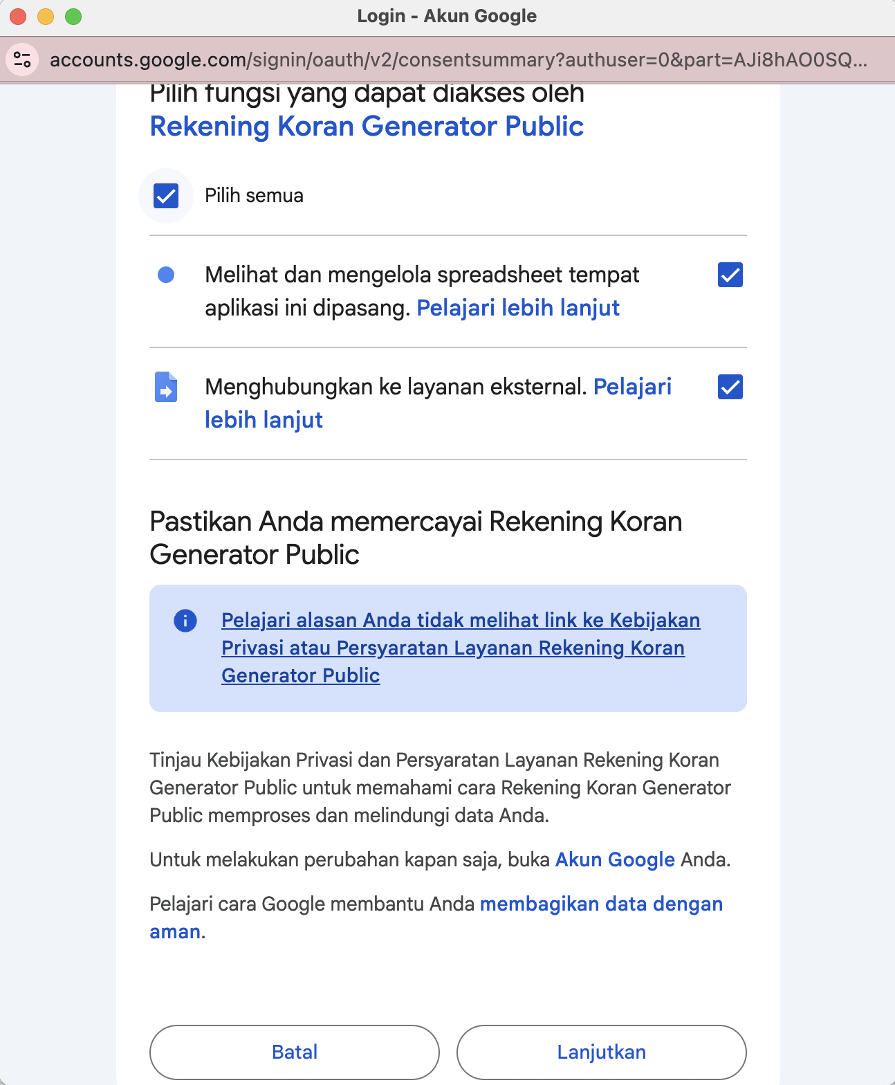 &#91;BETA&#93; Rekening Koran PDF to Google Sheet