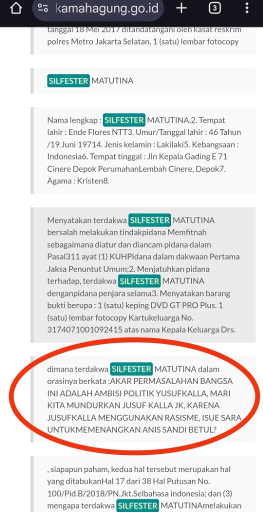 Syafrudin Budiman Usulkan Silfester Matutina Dapat Grasi atau Amnesti dari Prabowo