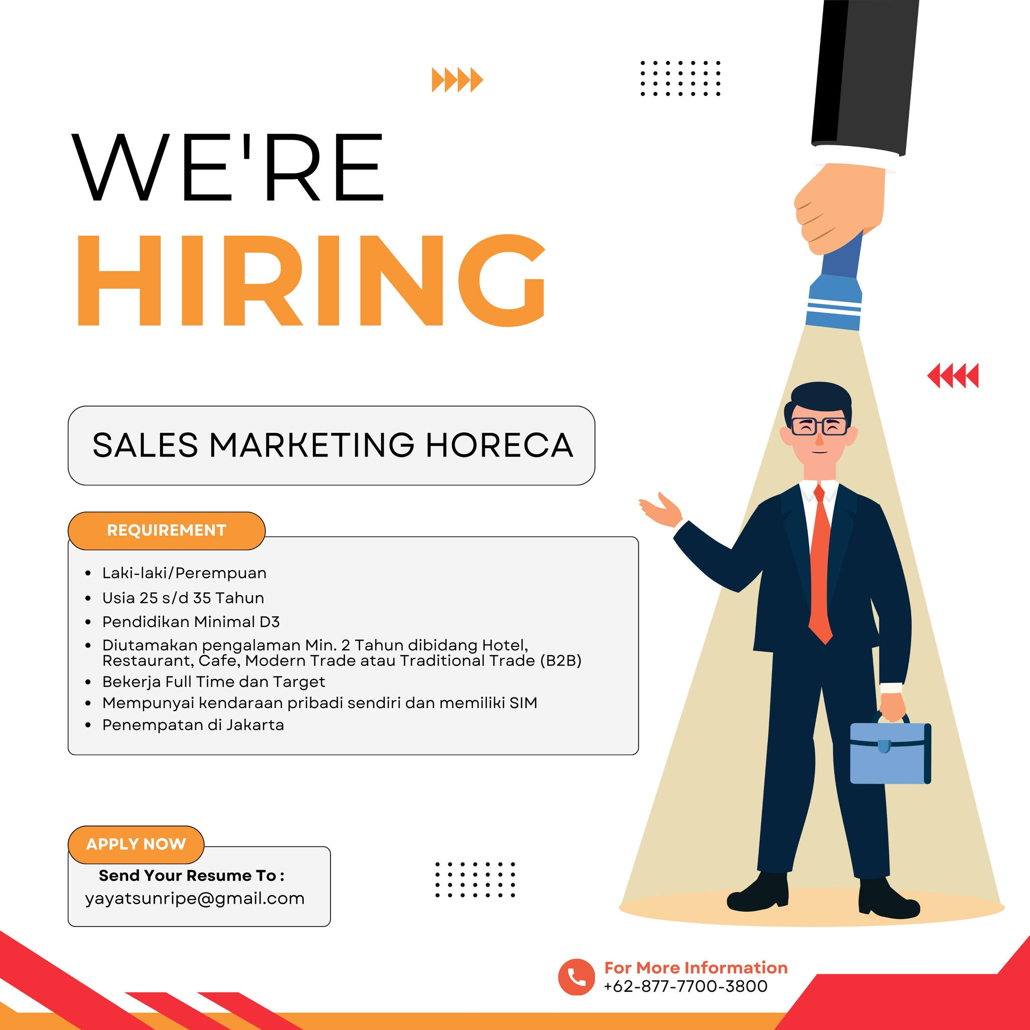Lowongan Kerja Sales Marketing HORECA