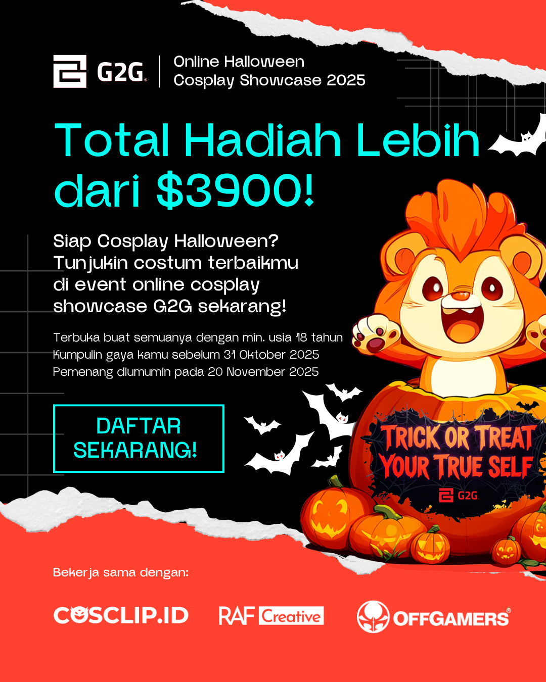Suka Cosplay? Saatnya Kamu Ikut G2G Halloween Cosplay Showcase 2025!