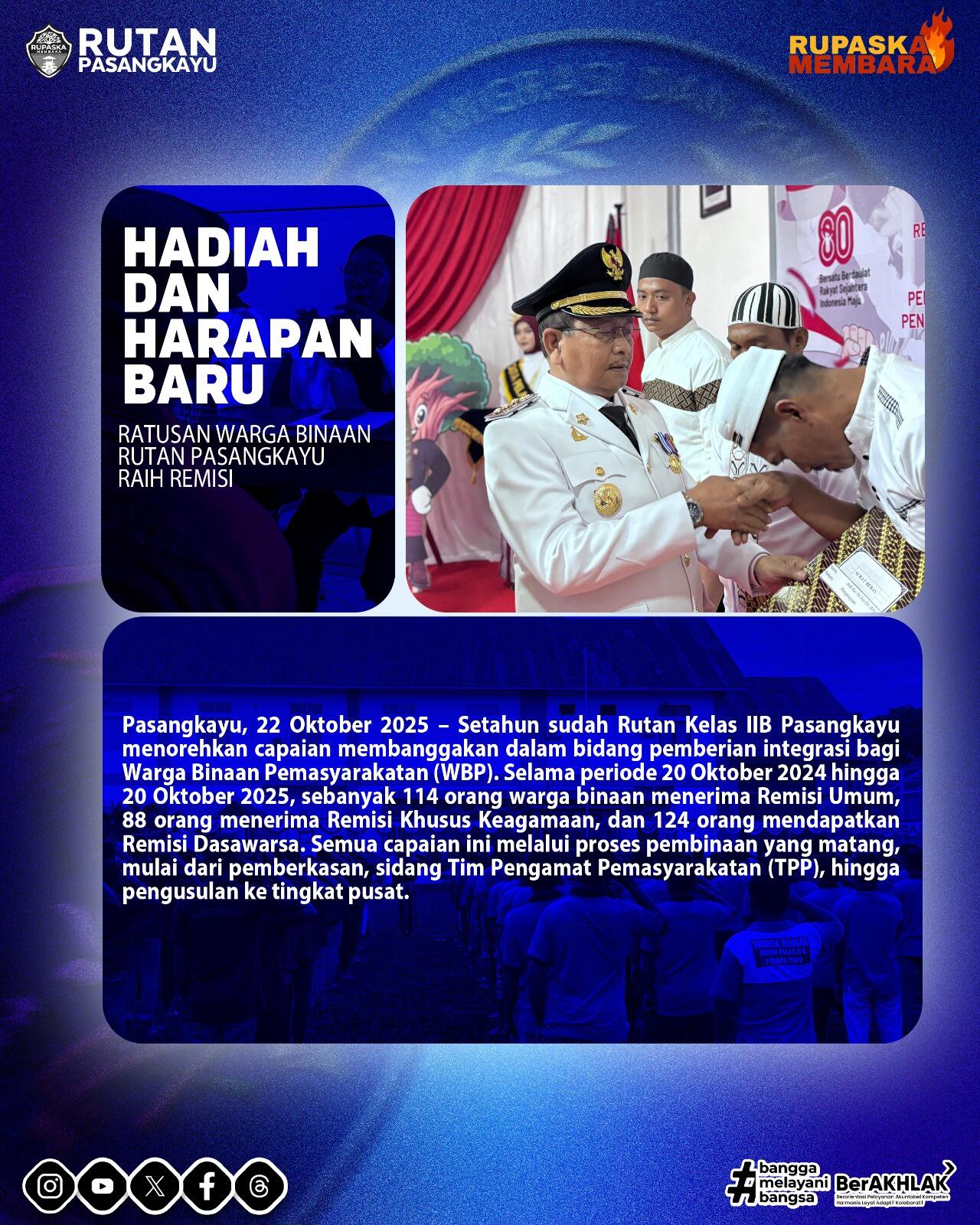 Ratusan Warga Binaan Rutan Pasangkayu Terima Remisi
