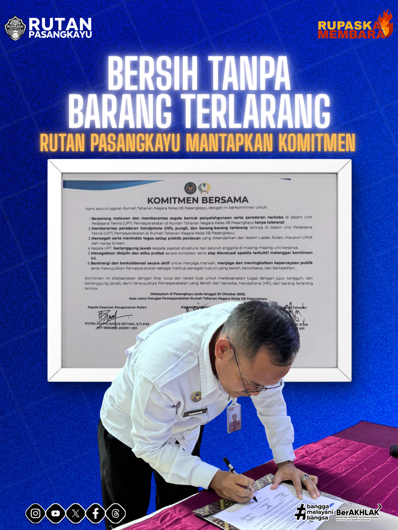 Bersih Tanpa Barang Terlarang, Rutan Pasangkayu Mantapkan Komitmen