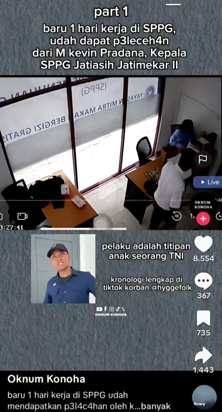 Terekam CCTV dan Viral, Kepala SPPG di Bekasi Diduga Lecehkan Pegawai