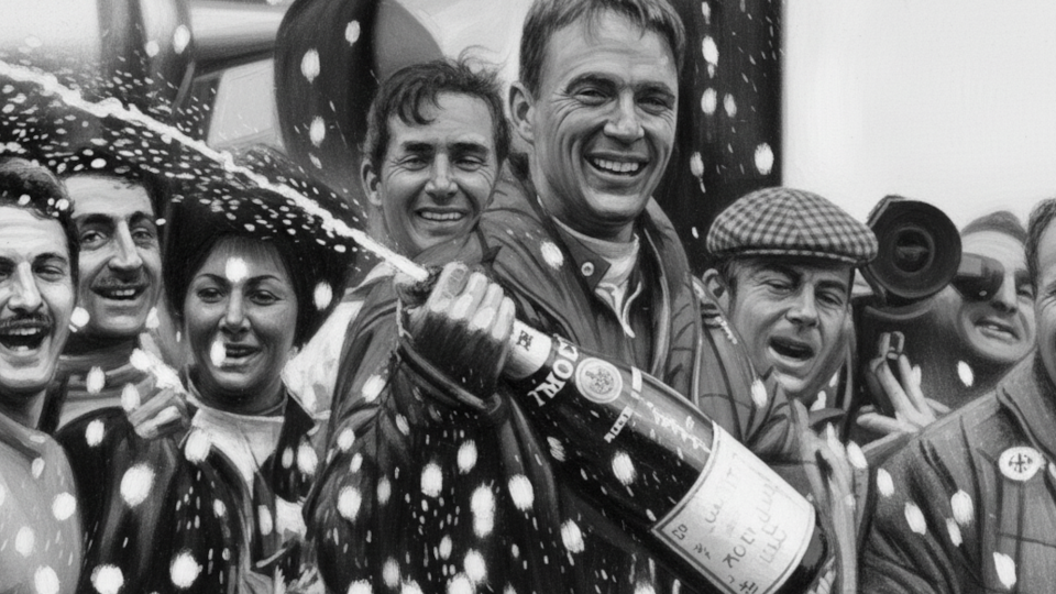 &quot;Perang sampanye&quot; di podium terkadang menggunakan sampanye tanpa alkohol.