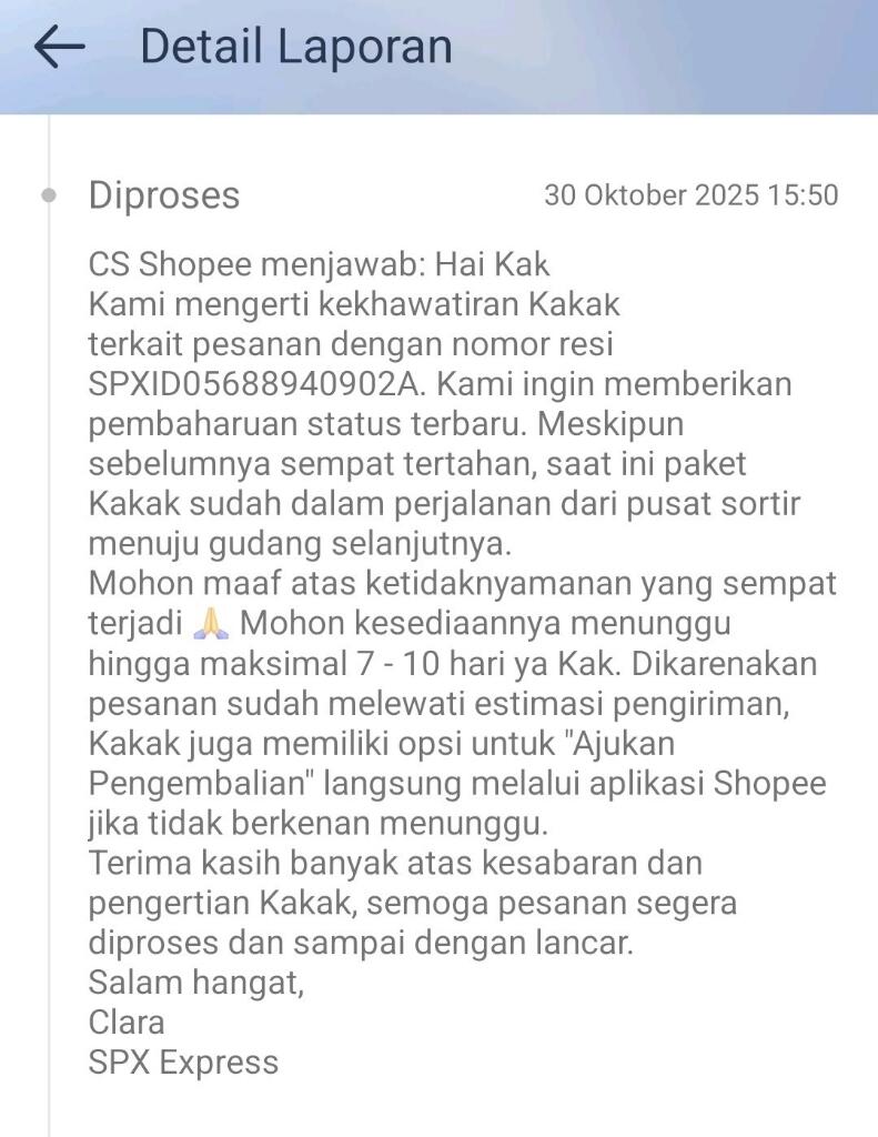 Paket shopee belum tiba, kinerja tim shopee sangat buruk