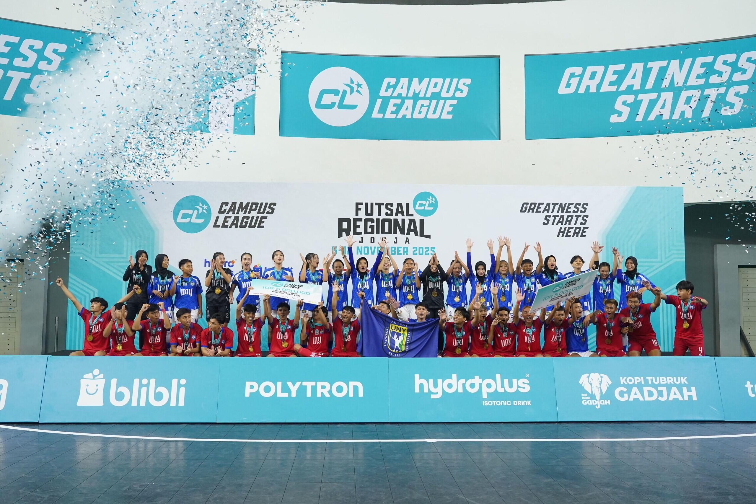 UNY Sukses Pasangkan Gelar Juara Futsal Campus League Regional Yogya