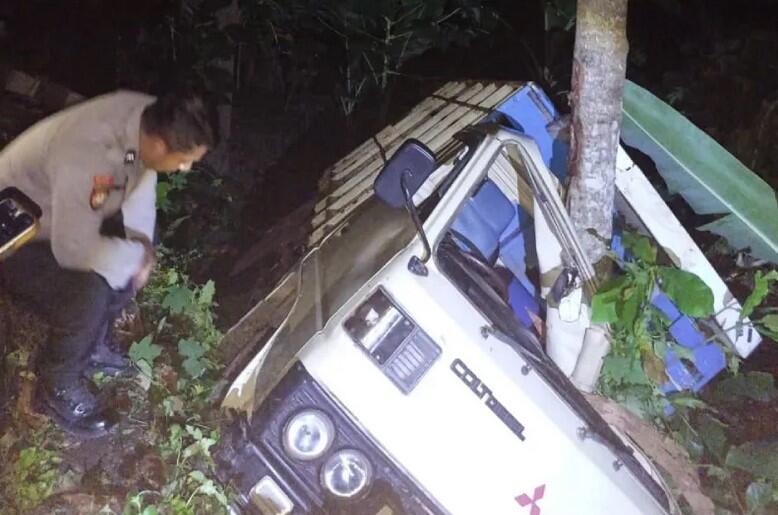 Truk Engkel Terperosok 7 Meter di JLS Ngadirojo, Sopir Diduga Mengantuk
