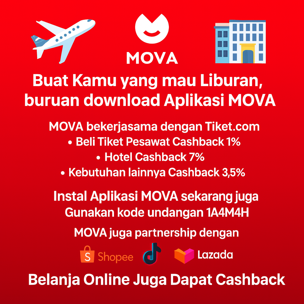 Cashback Belanja Online dan Tiket Pesawat dengan MOVA
