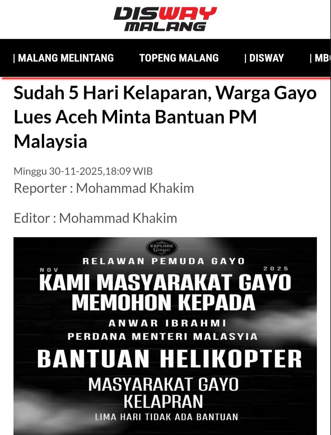 Malaysia Kirim 2 Ton Obat-obatan dan Alat Medis untuk Korban Banjir Aceh