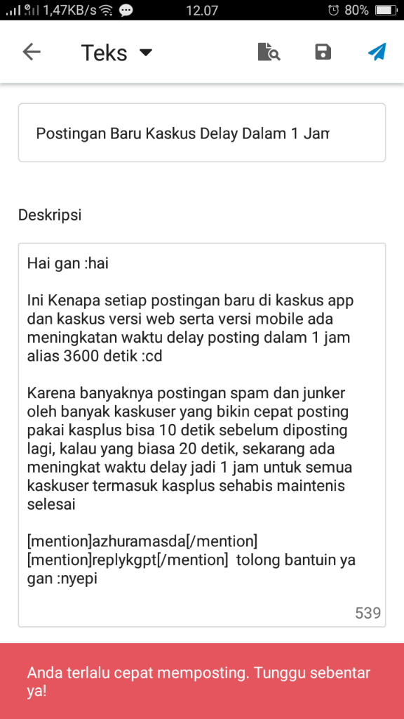 Kenapa Postingan Baru Kaskus Delay Dalam 1 Jam?
