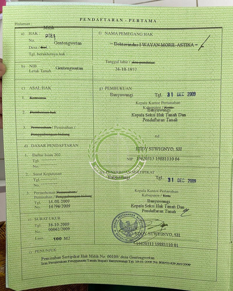 Rumah Dijual di Banyuwangi Dekat Sun East Mall, RSUD Genteng, Pasar Genteng Wetan