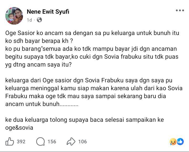 Wanita Tewas di Gereja Katolik Sorong Diduga Ditikam Mantan Suami