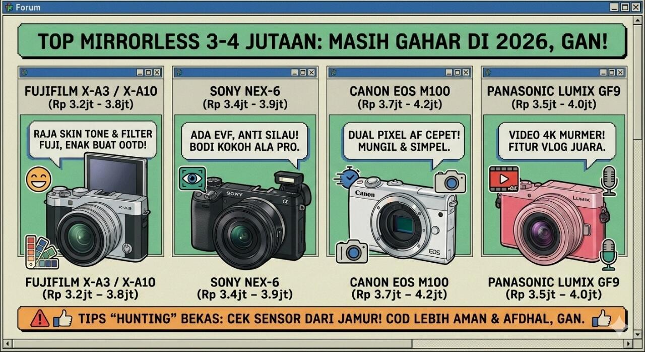 REKOMENDASI KAMERA MIRRORLES HARGA 3-4 JUTAAN YANG MASIH LAYAK DIBELI di 2026