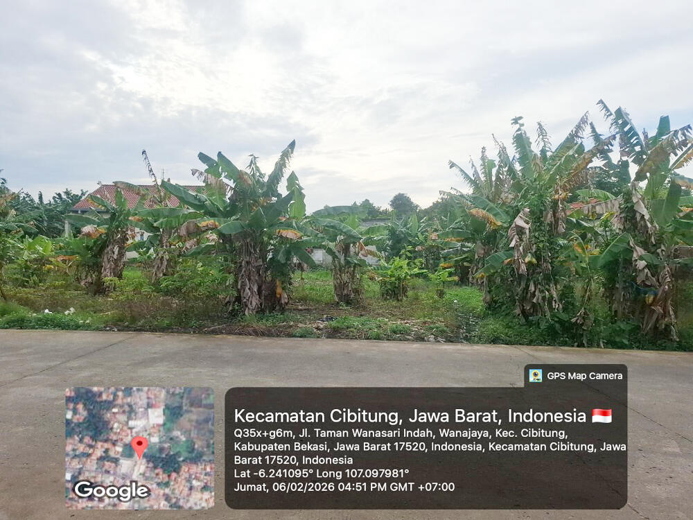 Jual Tanah di Cibitung Bekasi Depan Gerbang Perumahan Taman Wanasari Indah