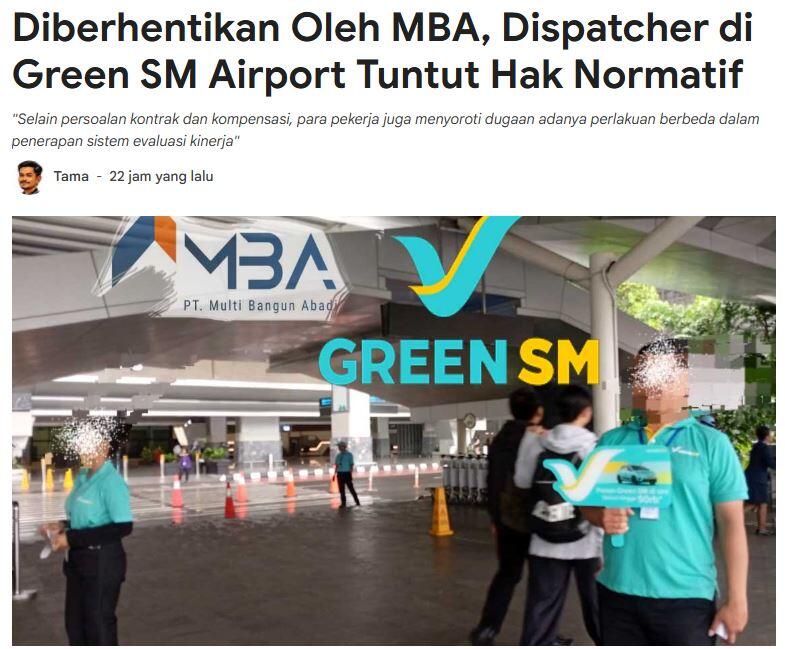 Dispatcher Green SM Airport Soetta Mengaku Dipecat Sepihak Tanpa THR