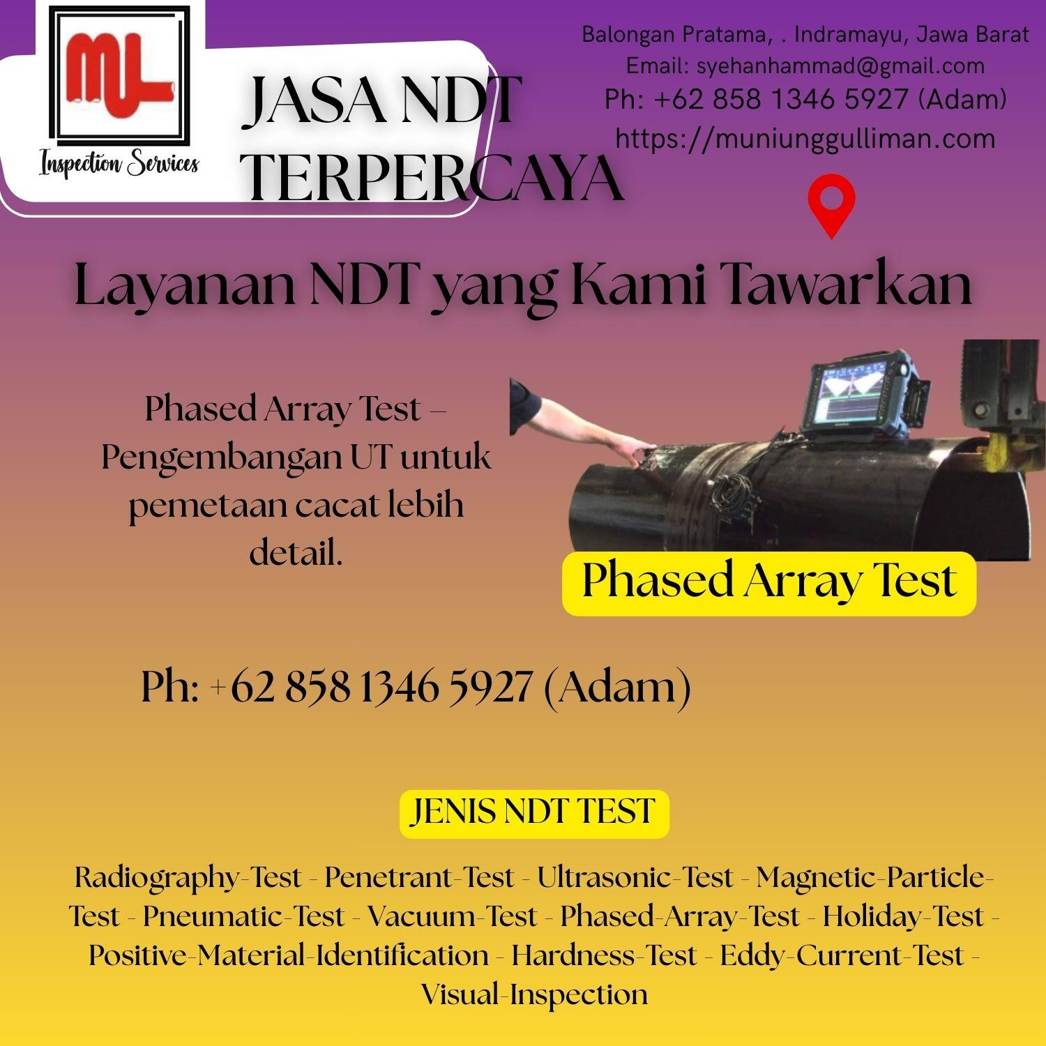 Phased Array Ultrasonic Testing Inspeksi Hasil Pengelasan ,Subang