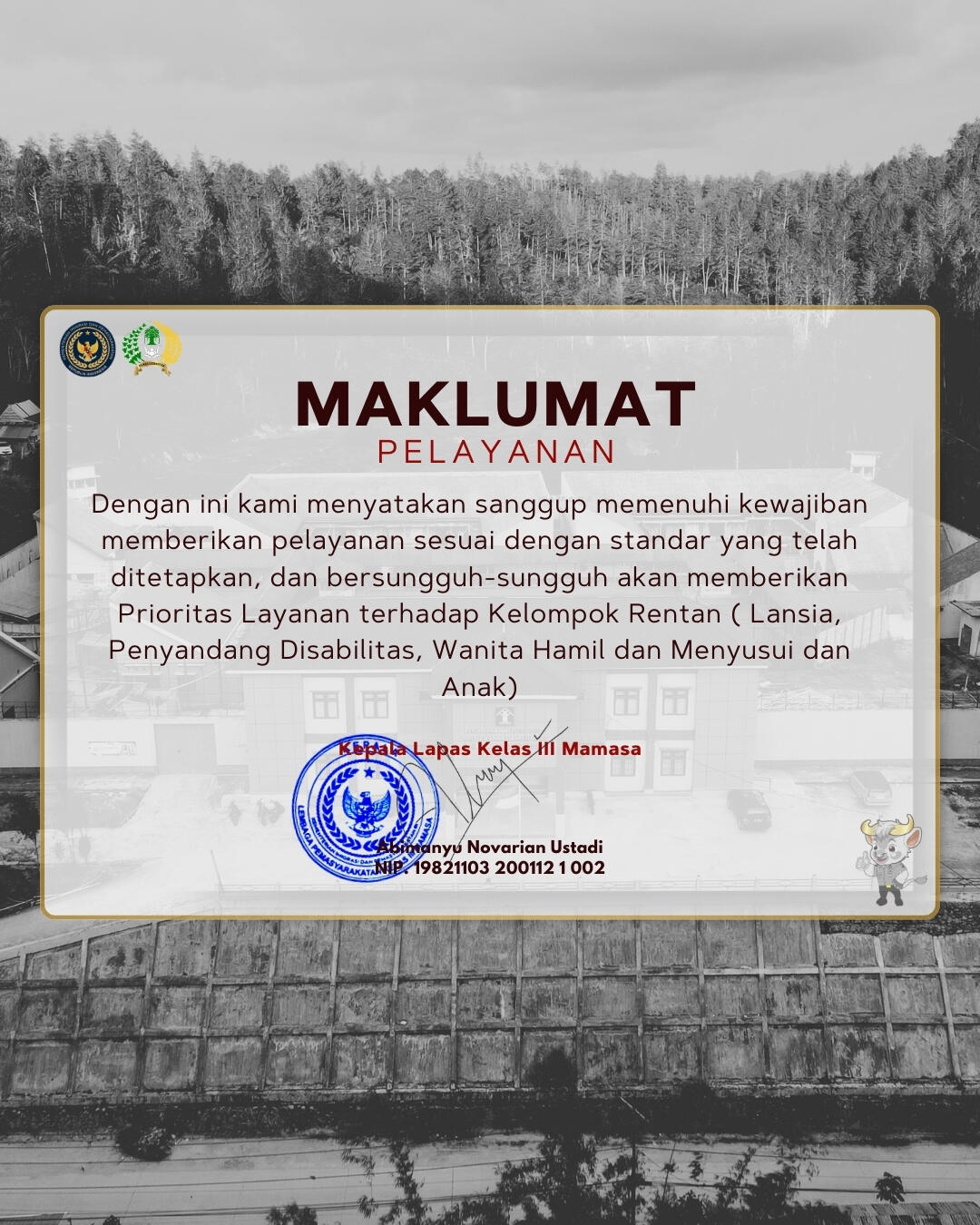 Maklumat Pelayanan Lembaga Pemasyarakatan Kelas III Mamasa