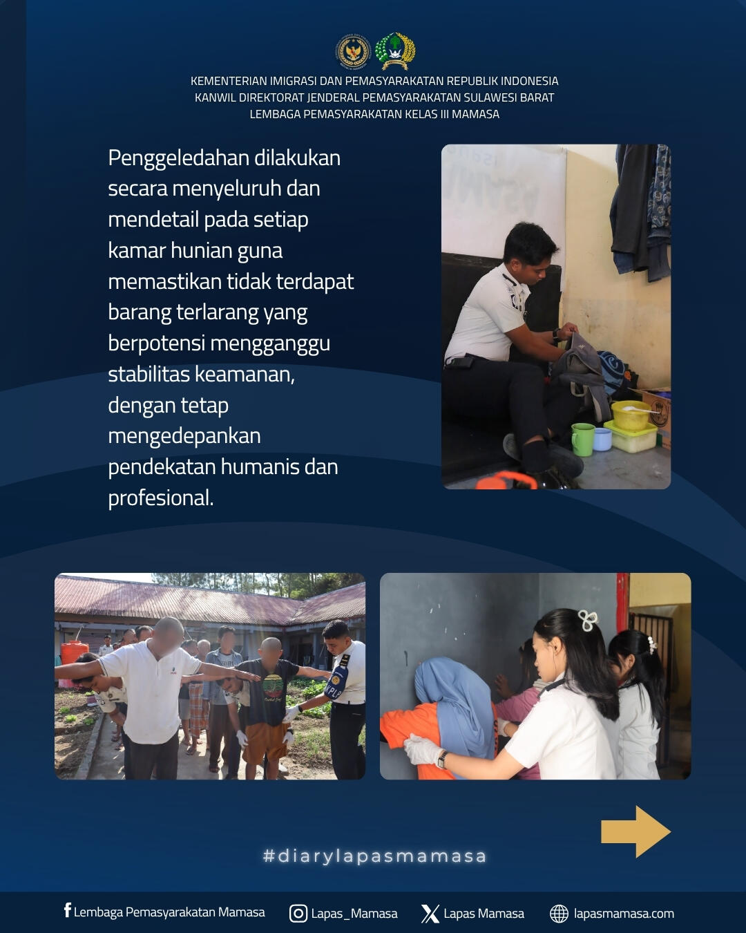 Pencegahan Pelanggaran Kamtib, Penggeledahan Kamar dan Sosialisasi WBP Lapas Mamasa