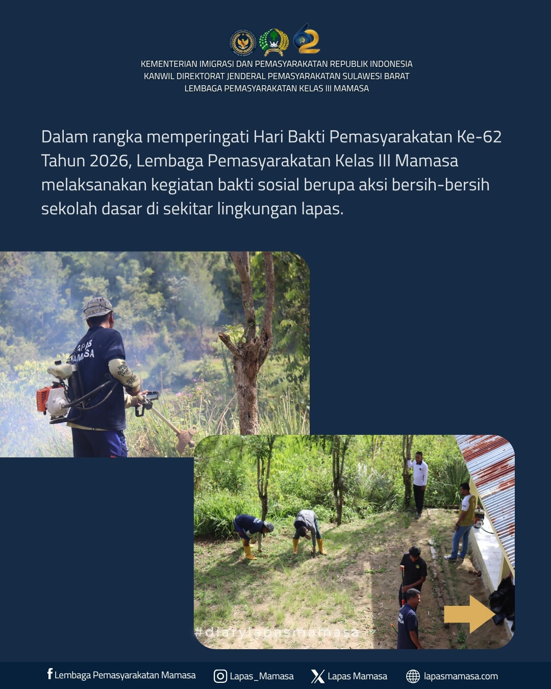 Kepedulian Lapas Mamasa Melalui Kegiatan Bersih Sekolah Dasar &amp; Sekitar