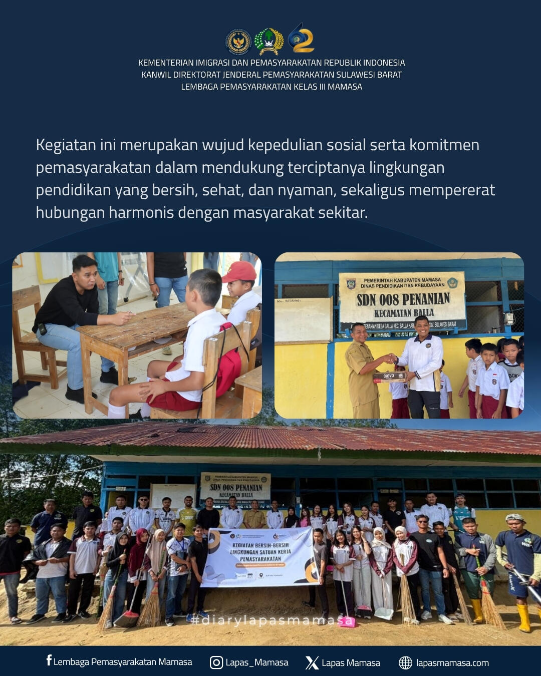 Kepedulian Lapas Mamasa Melalui Kegiatan Bersih Sekolah Dasar &amp; Sekitar