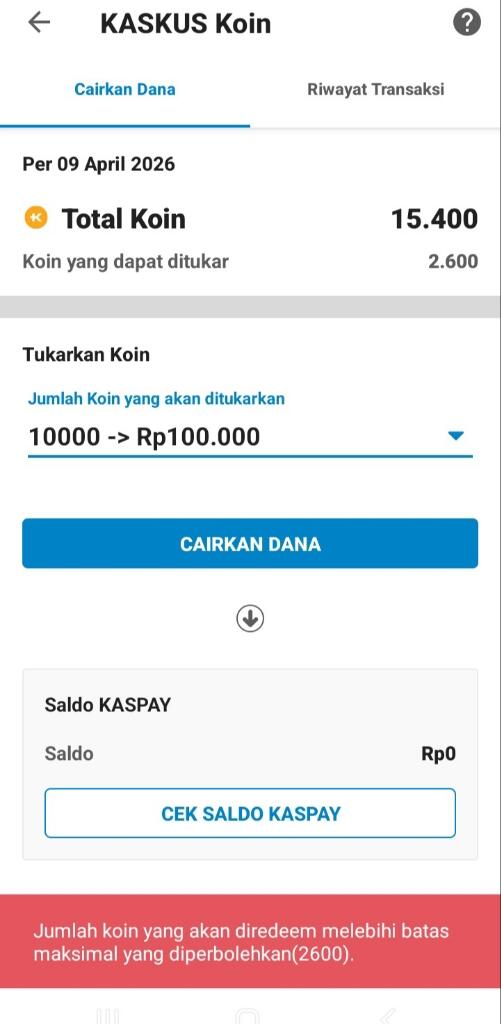Gagal Mencairkan Koin Kaskus (Mohon Bantuannya)