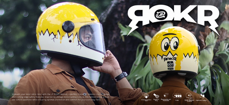 JP ROKR: Helm Retro "Full Face" dengan Sentuhan Grafis Ikonik untuk Rider