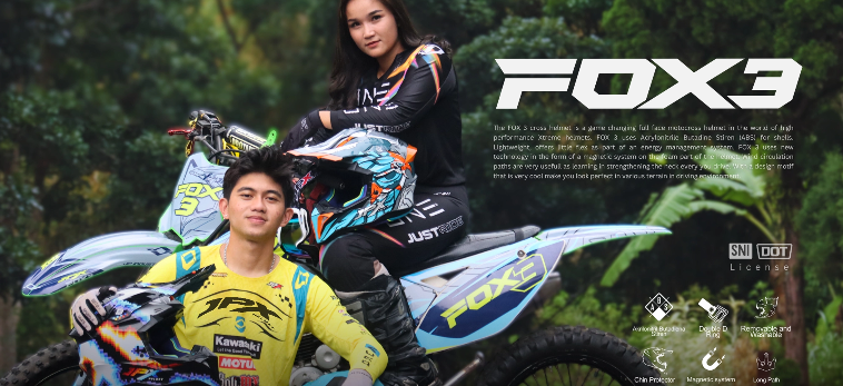 JPX Fox 3: Evolusi Helm Motocross dengan Material ABS High-Performance.