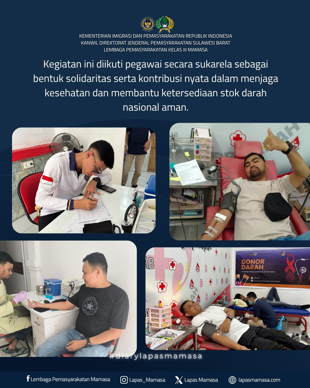 Semangat Berbagi Melalui Donor Darah Sambut Hari Bakti Pemasyarakatan Ke-62
