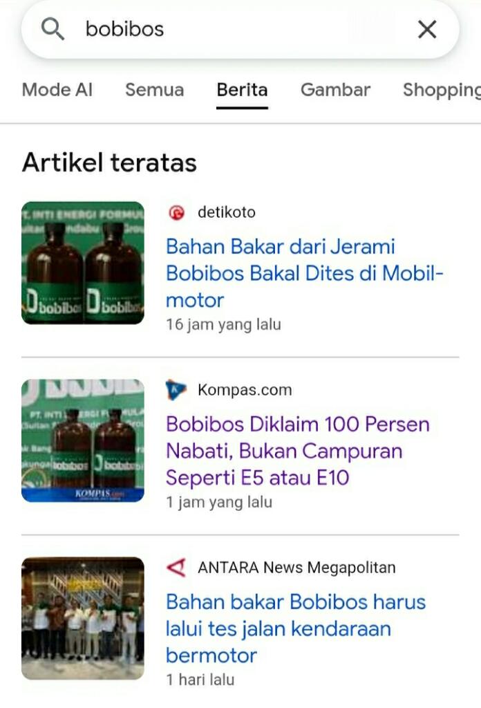 Bobibos Diklaim 100 Persen Nabati, Bukan Campuran Seperti E5 atau E10
