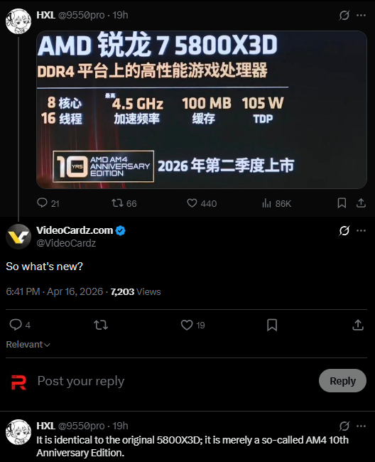 AMD akan rilis lagi Ryzen 7 5800X3D di Anniversary ke 10thn AM4?
